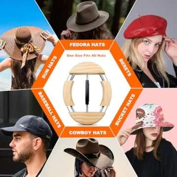 Hat Stretcher 4 Way, Hat Stretcher for Fitted Hats Size 6 7/8 to 8 1/2, Hat Jack Stretcher, Hat Reshaper Fits All Cap - Solid Wood, Heavy Duty of Hat Extender