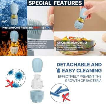 Aililiya Oil Dispenser, 2Pack Olive Dispenser Bottle with Silicone Brush,2-In-1 Dropper Measuring Glass for Kitchen Cooking, Frying, Baking, BBQ Pancake, Air Fryer, Marinating, Red+Blue