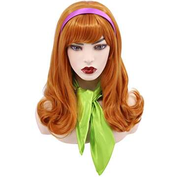 Cfalaicos Orange Bangs Costume Wig for Halloween Parties