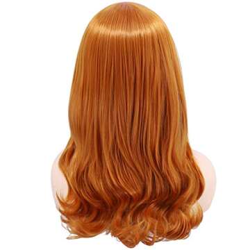 Cfalaicos Orange Bangs Costume Wig for Halloween Parties