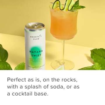 Mocktail Club Havana Twist Non-Alcoholic Sparkling Craft Cocktail - 4x12 Oz Cans | 80 Calories, Non-GMO, No Artificial Ingredients, Gluten Free, Vegan | Lime, Cucumber, Mint Shrub, Cardamom