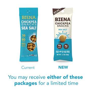 BIENA Chickpea Snacks - Crunchy Roasted Chickpeas - High Fiber Vegan Protein Snacks for Adults and K...