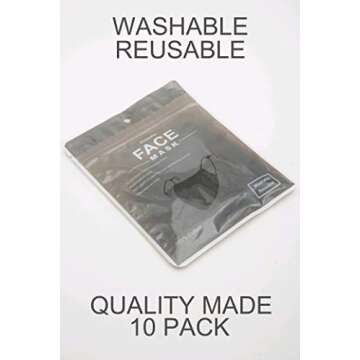 Econo High - Washable Reusable Black Cotton Face Masks 10-Pack