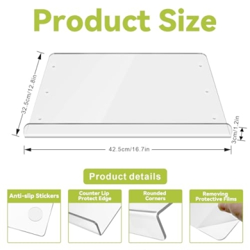 Acrylic Cutting Board with Counter Lip for Kitchen Protection