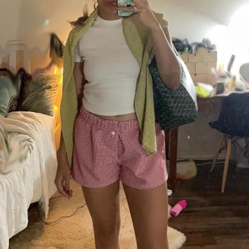 Trendy Women Pajamas Lounge Shorts Cute Checkered Style