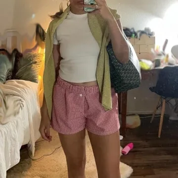 Trendy Women Pajamas Lounge Shorts Cute Checkered Style