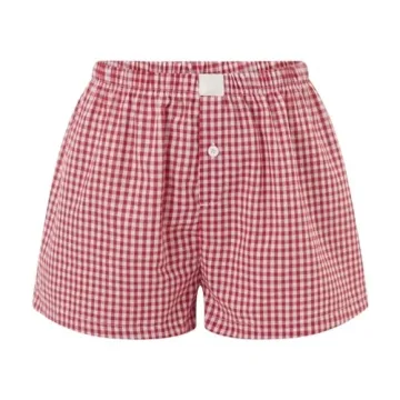 Trendy Women Pajamas Lounge Shorts Cute Checkered Style