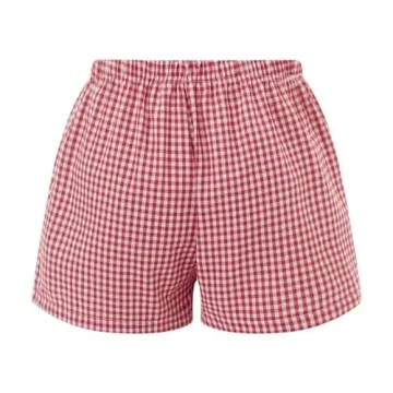 Trendy Women Pajamas Lounge Shorts Cute Checkered Style