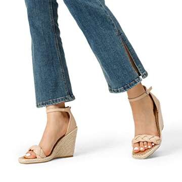 DREAM PAIRS Womens Open Toe Espadrilles Dressy Platform Ankle Straps Wedges Sandals SDPW2355W-1,Nude Braided,6.5