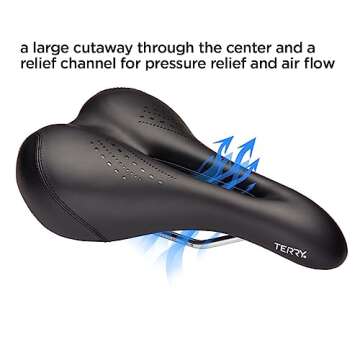 Terry Bike Saddle - Liberator Y Gel Saddle Bike Seat for Men's Cycling - Padded Wide Bike Seat Cushion for Comfortable Long Rides, Black Dura-tek Bicycle Seat Cover