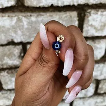 COLORFUL BLING 3Pcs Evil Eye Nose Ring, Non Piercing Nose Clip on, Fake Piercings Nose Ring for Women Men, Turkish Eye Protection Luck Gold Plated Nose Cuff, Summer Body Jewelry-gold