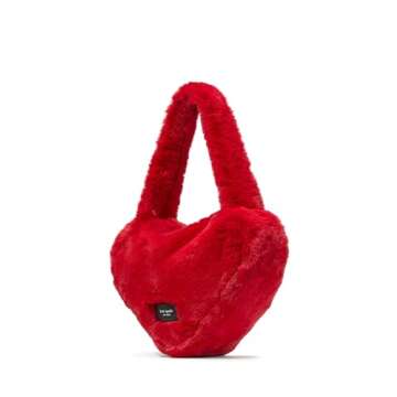 kate spade new york Luver Faux Fur Heart Tote, Cherry Rouge