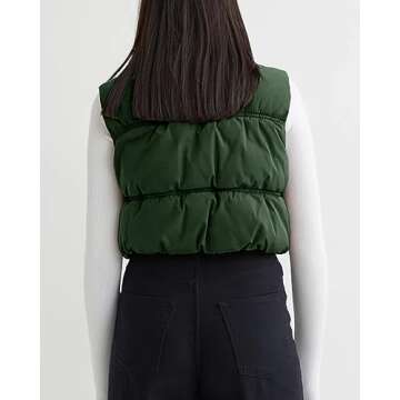 SySea Women's Crop Puffer Vest Winter Zip Up Lightweight Sleeveless Warm Outerwear Padded Coat
