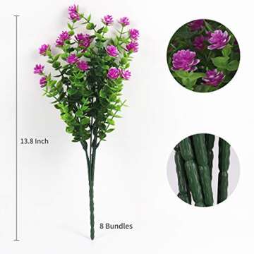 RECUTMS 8 Bundles UV Resistant Artificial Flowers