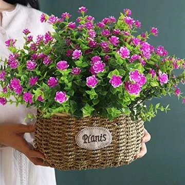 RECUTMS 8 Bundles UV Resistant Artificial Flowers