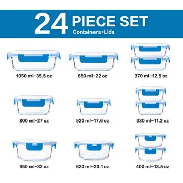 M MCIRCO 24-Piece Glass Food Storage with Snap Lids