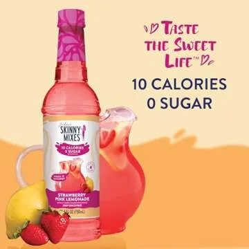 Jordan's Skinny Mixes Sugar Free Syrup, Strawberry Lemonade Flavor, Flavored Water Enhancer, Drink Mix for Ice Tea, Lemonade & More, Zero Calorie Flavoring, Keto Friendly, 25.4 Fl Oz, 1 Pack