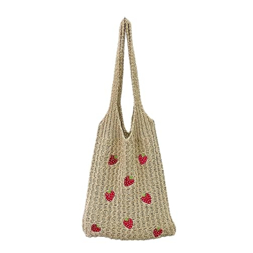 Stizimn Cute Strawberry Tote Bag for Summer Fun