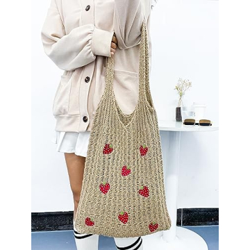 Stizimn Cute Strawberry Tote Bag for Summer Fun