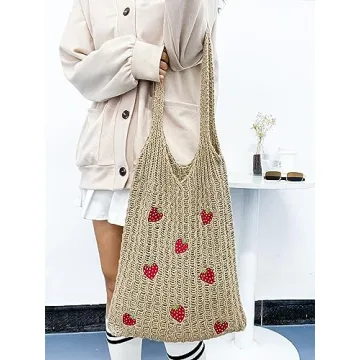 Stizimn Cute Strawberry Tote Bag for Summer Fun