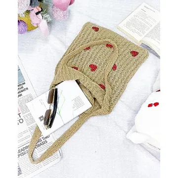 Stizimn Cute Strawberry Tote Bag for Summer Fun