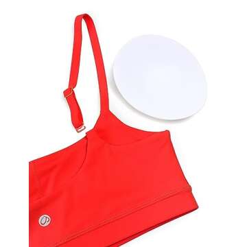 CRZ YOGA Womens Butterluxe Adjustable Spaghetti Strap Sports Bra - Scoop Neck Wireless Padded Yoga Workout Crop Top Dark Red Small
