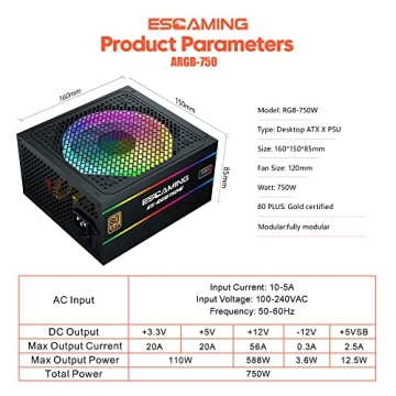 80 Plus Gold 750W Fully Modular Power Supply with RGB