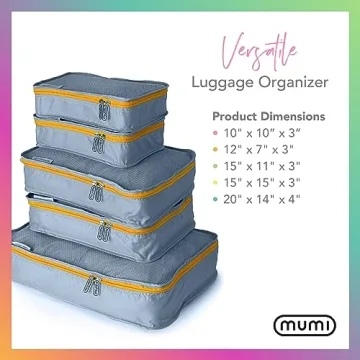 MUMI Stylish Travel Packing Cubes Set for Organized Luggage