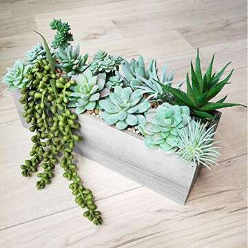 Supla 11 Pcs Mini Artificial Succulents Picks Unpotted Faux Succulent Assortment in Flocked Green in Different Type Different Size Succulents Echeveria Agave Floral Arrangement Mother Day' s Gift
