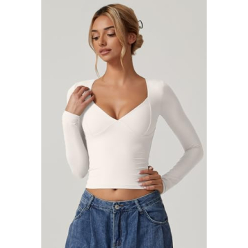 Stylish QINSEN V Neck Crop Top for Women Outfit
