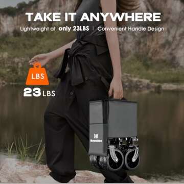 Navatiee Big Wheels Collapsible Wagon Cart Foldable, Heavy Duty Beach Wagon with Silent All-Terrain Wheels, Folding Utility Grocery Cart with Side Pocket and Brakes for Camping Garden Sports, Gray