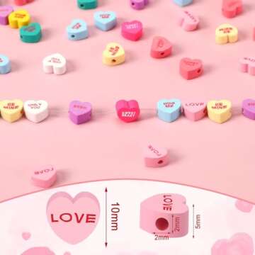 SEPGLITTER Valentine's Day Polymer Clay Beads, 300pcs Sweet Love Heart Candy Clay Beads for Valentine's Day Making DIY Accessories Craft Party Supplies