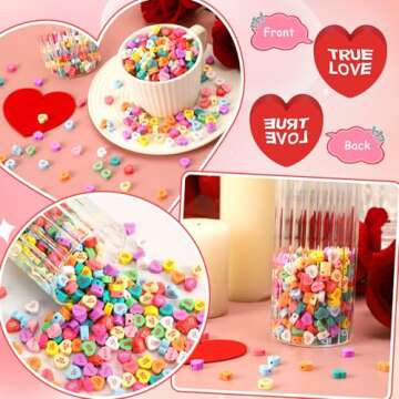 SEPGLITTER Valentine's Day Polymer Clay Beads, 300pcs Sweet Love Heart Candy Clay Beads for Valentine's Day Making DIY Accessories Craft Party Supplies