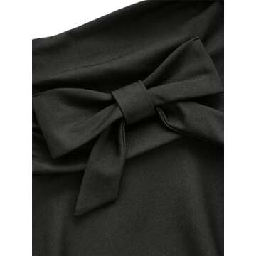 WDIRARA Women's Elastic Waist Bow Front Ruched Lettuce Trim A Line Mini Skirt