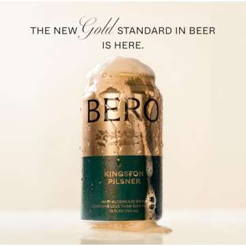 BERO Kingston Golden Pils Non-Alcoholic Beer, 6-Pack Lager-Style Craft Brew, NA Beer by Tom Holland, Golden Taste, Alcohol Alternative Beverages, Drink for Any Occasion