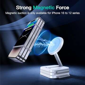 JARGOU 3 in 1 Magnetic Wireless Charger, Fast Charging Station for iPhone 16/15/14/13/12 Series, Tra...