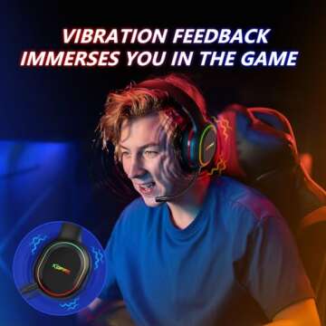KOFIRE 2.4GHz/Wireless Gaming Headset, Bluetooth Gaming Headset for Nintendo Switch, PC, PS5, PS4, Vibration Feedback Over Ear Headphones with Noise Cancelling Mic, LED Light - Black