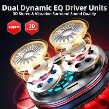 KOFIRE 2.4GHz/Wireless Gaming Headset, Bluetooth Gaming Headset for Nintendo Switch, PC, PS5, PS4, Vibration Feedback Over Ear Headphones with Noise Cancelling Mic, LED Light - Black