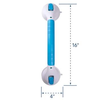 Carex Suction Shower Grab Bar – 16” Ultra Grip Shower Handle - Dual Locking Grab Bars for Bathtubs and Showers – Seniors, Disabled, Handicap, Elderly Assistance Product