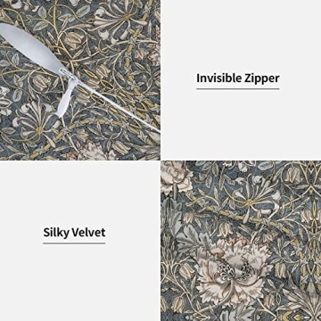 Haruha William Morris Velvet Decorative Pillow Covers 18x18