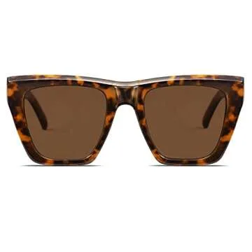 SOJOS Fashion Oversized Square Polarized Sunglasses for Women Trendy UV Protection Lens Womens Sunnies SJ2179, Dark Tortoise Frame/Brown Lens