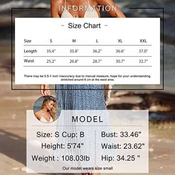 EXLURA Women's Floral Printed Chiffon Elastic High Waist Pleated Long Maxi Skirt