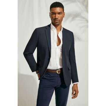 Mens Sport Coat and Blazer Two Buttons Navy Blue Business Blazer Suit Jacket with Pockets Navy Blue XXL