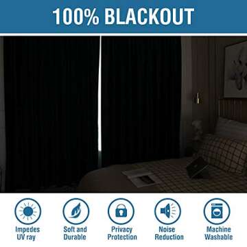 H.VERSAILTEX 100% Blackout Curtains for Bedroom 96 Inches Long Grommet Linen Face Full Light Blockin...