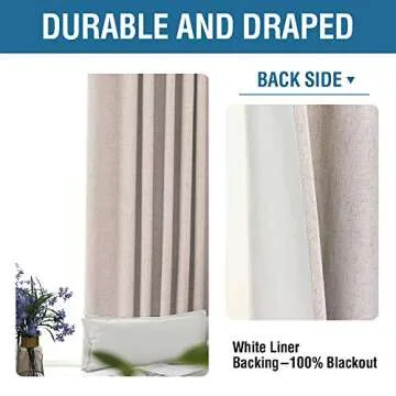 H.VERSAILTEX 100% Blackout Linen Look Curtains Set