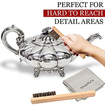 Horsehair Detail Brush Set for Cleaning Silverware and Jewelry