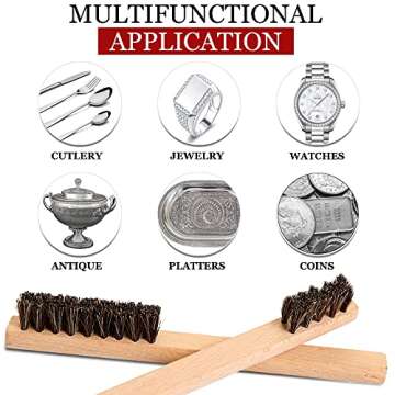 Horsehair Detail Brush Set for Cleaning Silverware and Jewelry