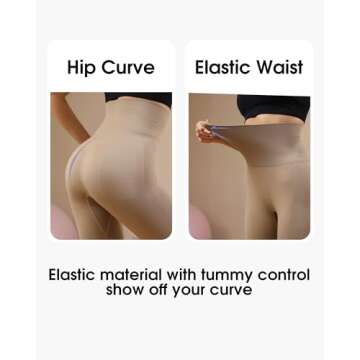 Homma Activewear Thick High Waist Tummy Compression Slimming Body Leggings Pant (Small, Mocha)