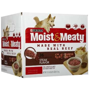 Purina Moist and Meaty Steak Flavor Soft Dog Food Pouches - 36 ct. Pouch