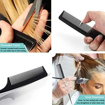 6 Piece Carbon Fiber Hair Combs Set for All Hair Types